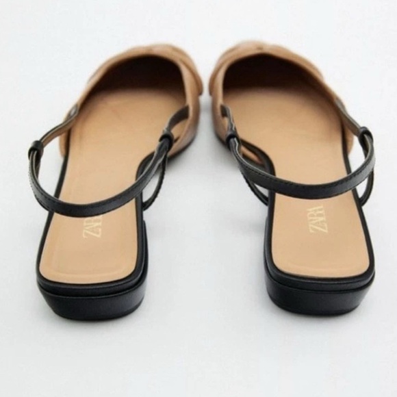 Zara Tan and Black Slingback Flats new size 10 - Picture 3 of 10